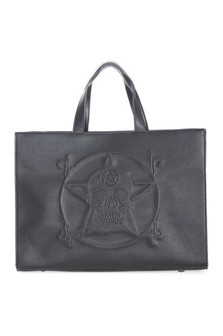 Lost Queen White Magic Embossed Skull Pentagram Gothic Punk Womens Tote Bag Lost Queen White Magic Embossed Skull Pentagram Gothic Punk Womens Tote Bag