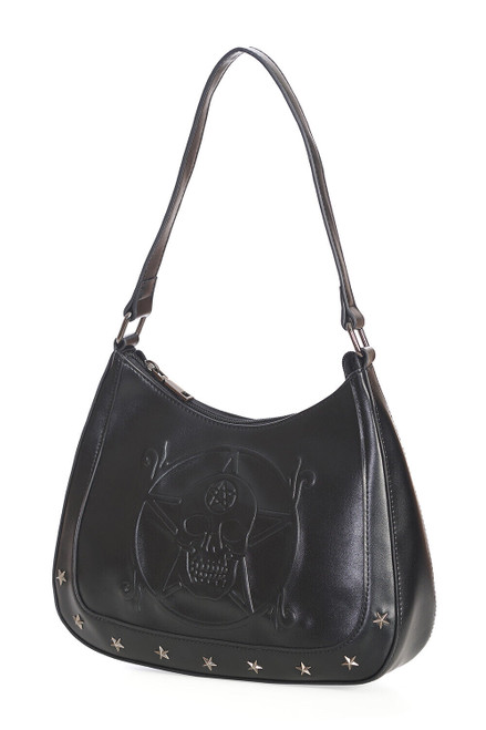 Lost Queen White Magic Embossed Skull Studded Gothic Womens