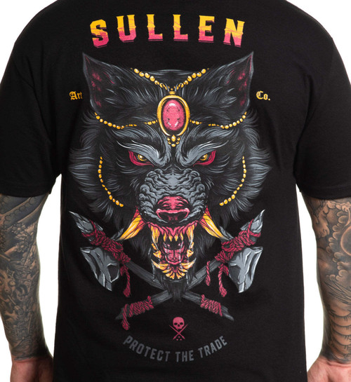 Sullen Art Collective Wolf Mens Premium Tattoo Graphic T Shirt - Fearless Apparel