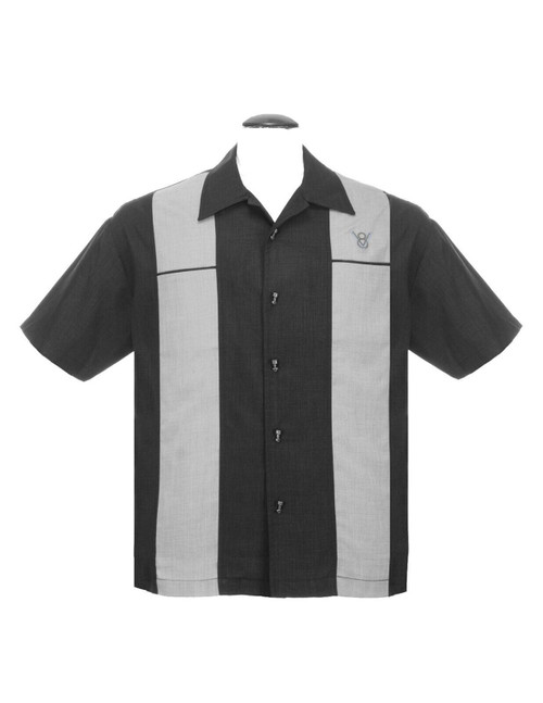 Steady Clothing Classy Piston V8 Embroidered Mens Retro Vintage Bowling Shirt Steady Clothing Classy Piston V8 Embroidered Mens Retro Vintage Bowling Shirt