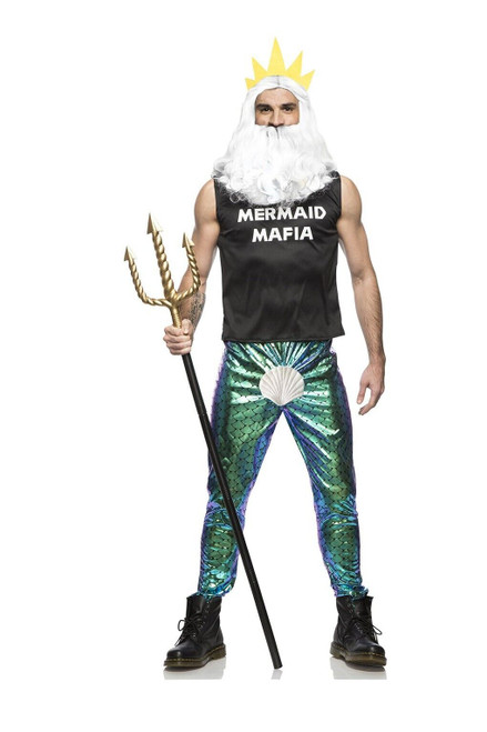 Seeing Red Mermaid Mafia Mens Funny King Triton Atlantis Adult Halloween Costume Seeing Red Mermaid Mafia Mens Funny King Triton Atlantis Adult Halloween Costume