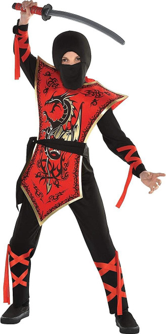 Amscan Ninja Assassin Dragon Red Black Gold Childrens Boys Halloween Costume Amscan Ninja Assassin Dragon Red Black Gold Childrens Boys Halloween Costume