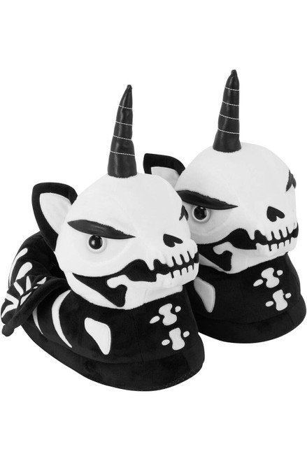Killstar Bone Myth Skull Unicorn Womens Gothic Soft Cozy Slip On Plush Slippers Killstar Bone Myth Skull Unicorn Womens Gothic Soft Cozy Slip On Plush Slippers
