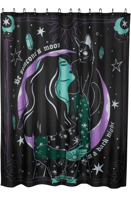Killstar Moonlight Black Cat Moon Spiritual Witchy Shower Curtain KSRA005930 Killstar Moonlight Black Cat Moon Spiritual Witchy Shower Curtain KSRA005930