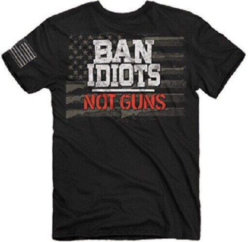 Ban Idiots Not Guns Black Flag U.S.A Men's T-Shirt American Graphic 2179 Ban Idiots Not Guns Black Flag U.S.A Men's T-Shirt American Graphic 2179