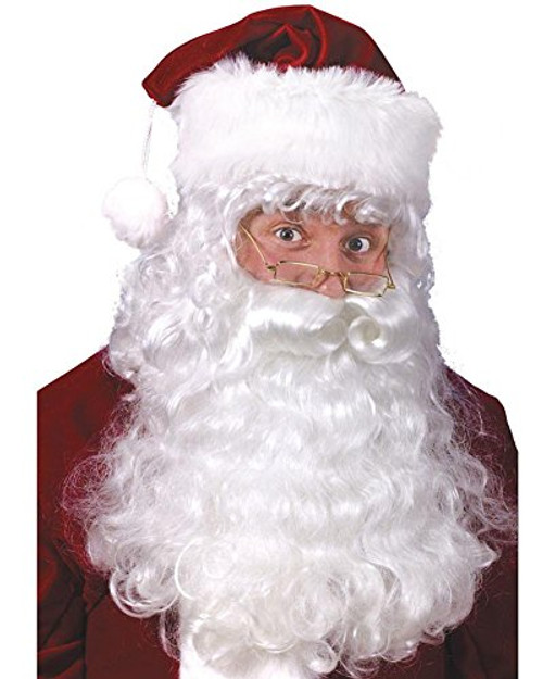 Fun World Costumes Men's Quality Santa Beard and Wig Set, White, One Size