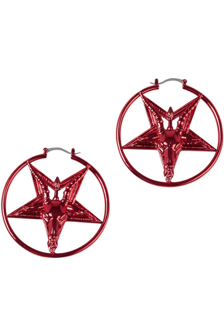Killstar Seeing Red Earrings Metal Hoop Pentagram Satanic Gothic Punk KSRA006558 Killstar Seeing Red Earrings Metal Hoop Pentagram Satanic Gothic Punk KSRA006558