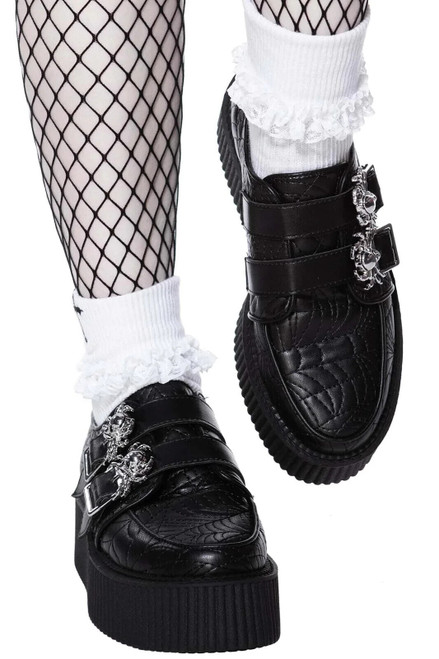 Killstar Dead 'N' Buried Creepers Black Shoes Spiders Goth Alternative KSRA00344 Killstar Dead 'N' Buried Creepers Black Shoes Spiders Goth Alternative KSRA00344