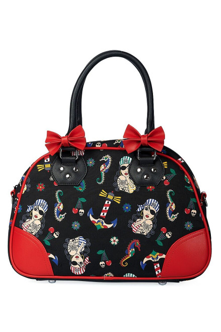 Banned Victorian Gothic Princess Velvet Skull Flocked with Wine Red Bows  Handbag - Top handle bags (* Partner-Link)