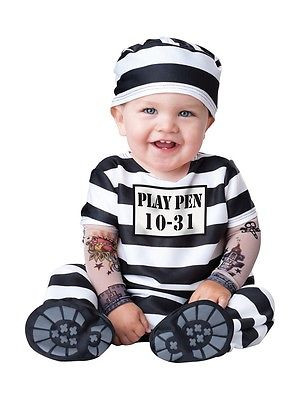 INCHARACTER TIME OUT JAIL INMATE INFANT COSTUME HALLOWEEN CUTE BABY SIZE S-L