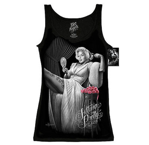 DAVID GONZALES DGA SITTING PRETTY MARILYN MONROE ROSES GIRLS TANK TOP S-3XL