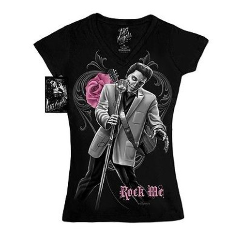 AUTHENTIC DAVID GONZALES DGA ROCK ME CLASSIC MUSIC ROSE GIRLS V NECK SHIRT S-XXL