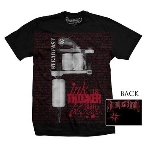STEADFAST BRAND TATTOO MACHINE INK THICKER THAN BLOOD PUNK GOTH T SHIRT S-5XL