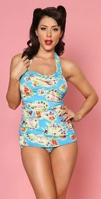 ESTHER WILLIAMS SEASIDE BLUE ONE PIECE BATHING SWIM SUIT SWIMWEAR 4-16 ESTHER WILLIAMS SEASIDE BLUE ONE PIECE BATHING SWIM SUIT SWIMWEAR 4-16