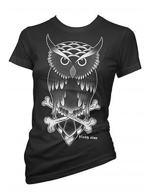 PINKY STAR OWL ANIMAL TATTOO INK GOTH ROCKER TATTED PUNK ROCK T TEE SHIRT S-3XL