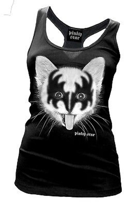 PINKY STAR ROCK N ROLL KITTEN KITTY CAT RACERBACK JUNIORS TANK SHIRT S-XXL PINKY STAR ROCK N ROLL KITTEN KITTY CAT RACERBACK JUNIORS TANK SHIRT S-XXL