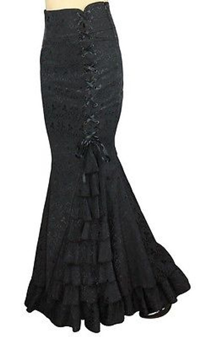 MERMAID JACQUARD FISHTAIL LONG CORSET GOTHIC VICTORIAN BLACK SKIRT STEAMPUNK MERMAID JACQUARD FISHTAIL LONG CORSET GOTHIC VICTORIAN BLACK SKIRT STEAMPUNK