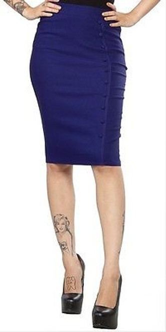 SOURPUSS NAVY BOMBSHELL PENCIL RETRO  PUNK ROCKABILLY PINUP TATTOO SKIRT S-XXL SOURPUSS NAVY BOMBSHELL PENCIL RETRO  PUNK ROCKABILLY PINUP TATTOO SKIRT S-XXL