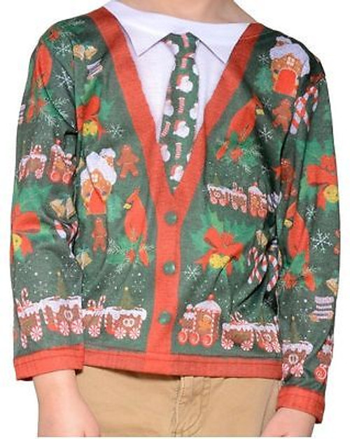 FAUX REAL UGLY CHRISTMAS SWEATER TODDLER SANTA HOLIDAY XMAS LONG SLEEVE SHIRT FAUX REAL UGLY CHRISTMAS SWEATER TODDLER SANTA HOLIDAY XMAS LONG SLEEVE SHIRT