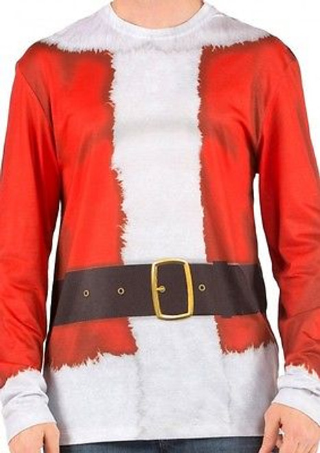 FAUX REAL SANTA CLAUS CHRISTMAS XMAS HOLIDAY SNOW MENS LONG SLEEVE COSTUME SHIRT FAUX REAL SANTA CLAUS CHRISTMAS XMAS HOLIDAY SNOW MENS LONG SLEEVE COSTUME SHIRT