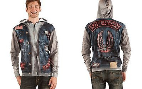 FAUX REAL SUBLIMATION BIKER  GANG HALLOWEEN SCARY COSTUME OUTFIT ZIP SWEAT SHIRT FAUX REAL SUBLIMATION BIKER  GANG HALLOWEEN SCARY COSTUME OUTFIT ZIP SWEAT SHIRT