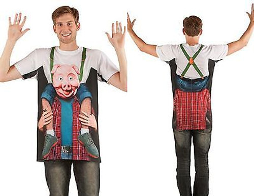 FAUX REAL SUBLIMATION PIGGY BACK RIDE PIG COSTUME OUTFIT T SHIRT TEE S-2XL FAUX REAL SUBLIMATION PIGGY BACK RIDE PIG COSTUME OUTFIT T SHIRT TEE S-2XL