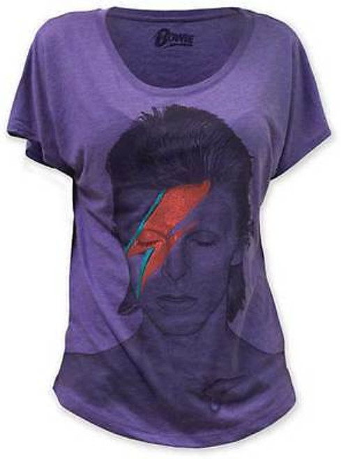 DAVID BOWIE DOLMAN PURPLE ALADDIN SANE STARMAN JUNIORS GIRLS SHIRT S-2XL DAVID BOWIE DOLMAN PURPLE ALADDIN SANE STARMAN JUNIORS GIRLS SHIRT S-2XL