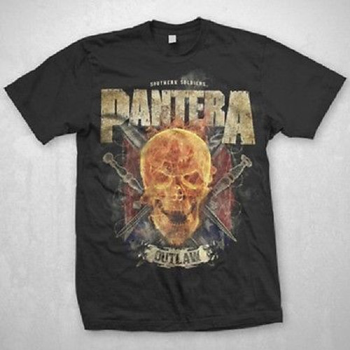PANTERA OUTLAW SKULL BLACK FIRE MUSIC HEAVY METAL ROCK BAND DIMEBAG SHIRT PANTERA OUTLAW SKULL BLACK FIRE MUSIC HEAVY METAL ROCK BAND DIMEBAG SHIRT
