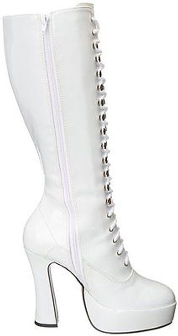 ELLIE EASY WHITE COMBAT LACE UP ZIPPER GOTHIC COSTUME PUNK BOOTS 5" HEELS SHOES ELLIE EASY WHITE COMBAT LACE UP ZIPPER GOTHIC COSTUME PUNK BOOTS 5" HEELS SHOES
