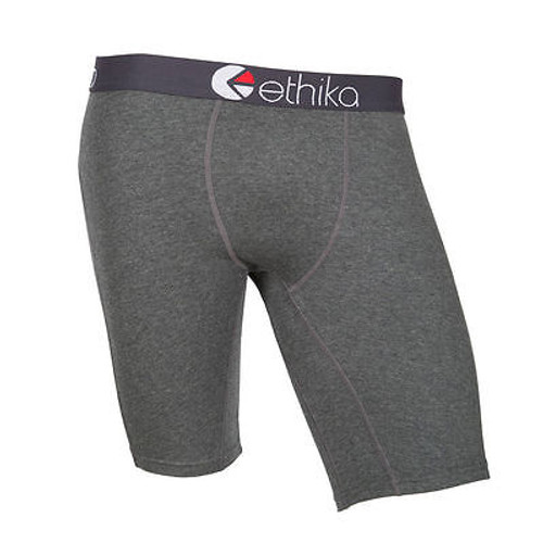 ETHIKA STAPLE FIT HEATHER BLACK GREY MENS UNDERWEAR NO RISE BOXER SHORTS BRIEFS