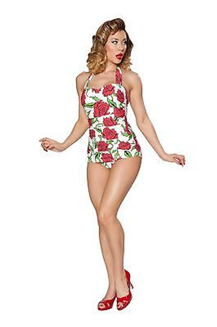 ESTHER WILLIAMS TATTOO ROSE SHEATH ONE PIECE SUMMER POOL SEA SWIM SUIT 4-16