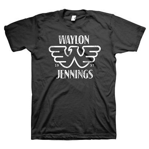 WAYLON JENNINGS EST 1937 TEXAS COUNTRY MUSIC BAND GUITAR CLASSIC BLACK T SHIRT WAYLON JENNINGS EST 1937 TEXAS COUNTRY MUSIC BAND GUITAR CLASSIC BLACK T SHIRT