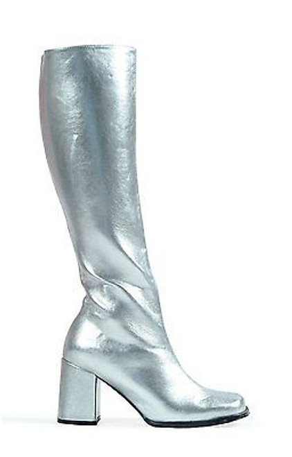 ELLIE GOGO DANCER CLUB METALLIC SILVER ZIP UP COSTUME PUNK BOOTS HEELS SHOES ELLIE GOGO DANCER CLUB METALLIC SILVER ZIP UP COSTUME PUNK BOOTS HEELS SHOES