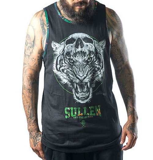 SULLEN CLOTHING JUNGLE FEVER ROCK TIGER FLORAL PUNK TATTOO INK TATTED TANK TOP