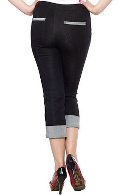 Sourpuss Pedal Pushers Punk Goth Rock Nautical Tattoo Pants Capri S-2Xl