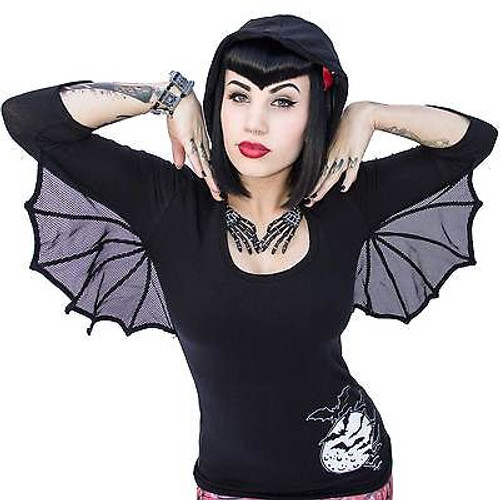 KREEPSVILLE 666 BAT WING MOON WINGS BATS HOODED JUNIORS TUNIC TOP SHIRT S-XXL KREEPSVILLE 666 BAT WING MOON WINGS BATS HOODED JUNIORS TUNIC TOP SHIRT S-XXL