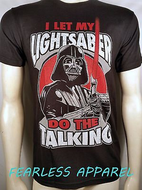 STAR WARS DARTH VADER LET MY LIGHTSABER DO THE TALKING DARK MENS T SHIRT S-3XL STAR WARS DARTH VADER LET MY LIGHTSABER DO THE TALKING DARK MENS T SHIRT S-3XL