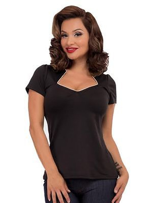 STEADY PIPED SOPHIA BLOUSE TOP BLACK GOTH PUNK PIN UP ROCKABILLY SHIRT S-4XL STEADY PIPED SOPHIA BLOUSE TOP BLACK GOTH PUNK PIN UP ROCKABILLY SHIRT S-4XL