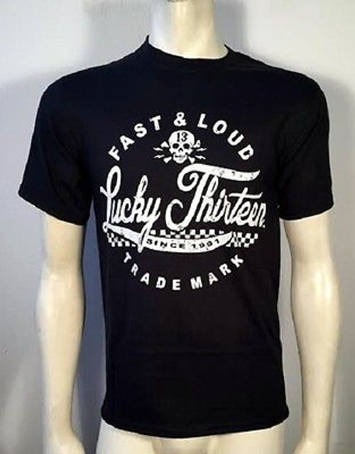 Lucky 13 Fast & Loud Race Car Grease Gas Tattoo Biker Skull Rock T Shirt S-4Xl Lucky 13 Fast & Loud Race Car Grease Gas Tattoo Biker Skull Rock T Shirt S-4Xl