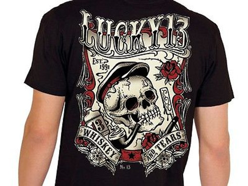 Lucky 13 Whiskey And Tears Skull Pipe Smoking Punk Goth Tattoo T Shirt S-4Xl Lucky 13 Whiskey And Tears Skull Pipe Smoking Punk Goth Tattoo T Shirt S-4Xl