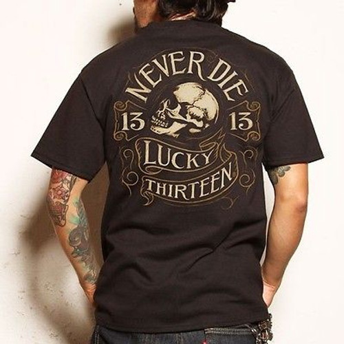 Lucky 13 Never Die Skull Biker Punk Tattoo Rockabilly Hot Rod T Tee Shirt S-4Xl Lucky 13 Never Die Skull Biker Punk Tattoo Rockabilly Hot Rod T Tee Shirt S-4Xl