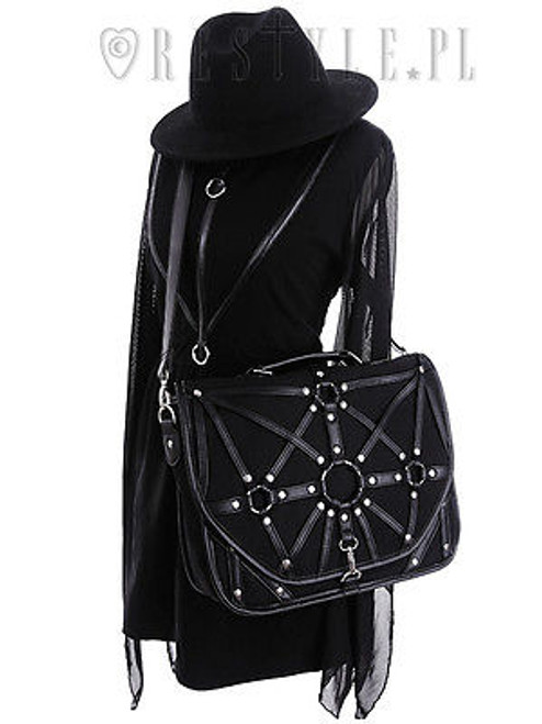 Restyle Harness Satchel Punk Goth Roker Emo Black Messenger Bag Handbag  Purse - Fearless Apparel