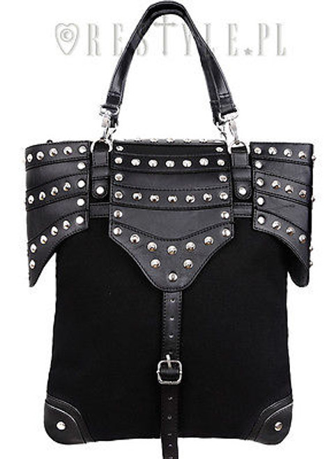 Restyle Black Armor Steampunk Goth Punk Rocker Medieval Handbag Purse Bag Restyle Black Armor Steampunk Goth Punk Rocker Medieval Handbag Purse Bag
