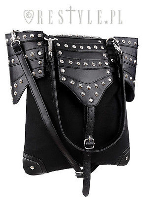Restyle Harness Satchel Punk Goth Roker Emo Black Messenger Bag Handbag  Purse - Fearless Apparel