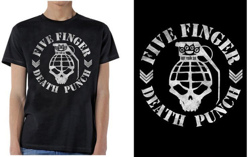 Five Finger Death Punch Grenade Skull Adult Mens Music T Tee Shirt FIV10010 Five Finger Death Punch Grenade Skull Adult Mens Music T Tee Shirt FIV10010