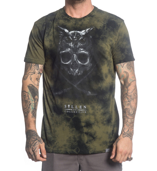 Sullen Matt Jordan Premium Lava Wash Tattoo Urban Skull Owl Mens Shirt SCM1364