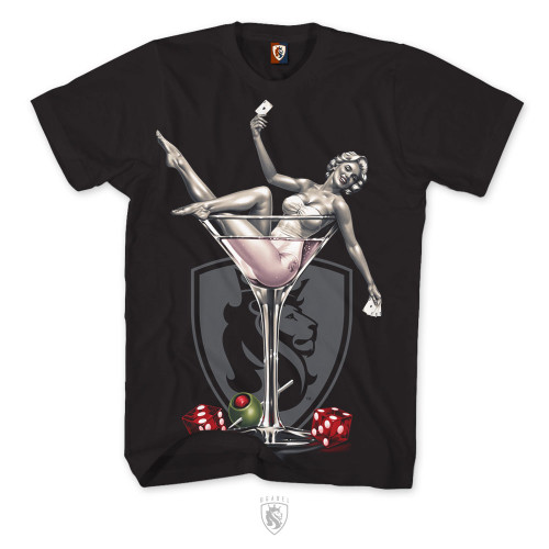 OG Abel Clothing Martini Glass Drink Tattoo Art Girl Shot Mens Blk T Shirt A0394