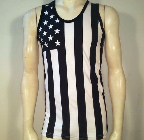 USA Black & White Flag American Patriotic Stars Army Mens Tank Top Shirt MUHUBW USA Black & White Flag American Patriotic Stars Army Mens Tank Top Shirt MUHUBW