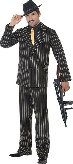 Smiffy's Gold Pinstripe Gangster Adult Mens Mobster Halloween Costume 22414 Smiffy's Gold Pinstripe Gangster Adult Mens Mobster Halloween Costume 22414
