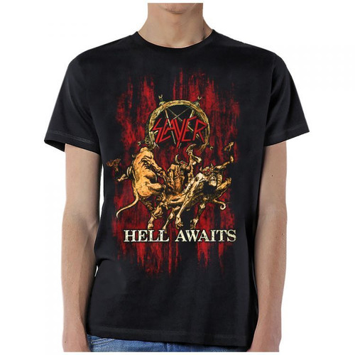 Slayer Hell Awaits Blood Heavy Metal Music Pentagram Thrash Mens Shirt SLA10361 Slayer Hell Awaits Blood Heavy Metal Music Pentagram Thrash Mens Shirt SLA10361